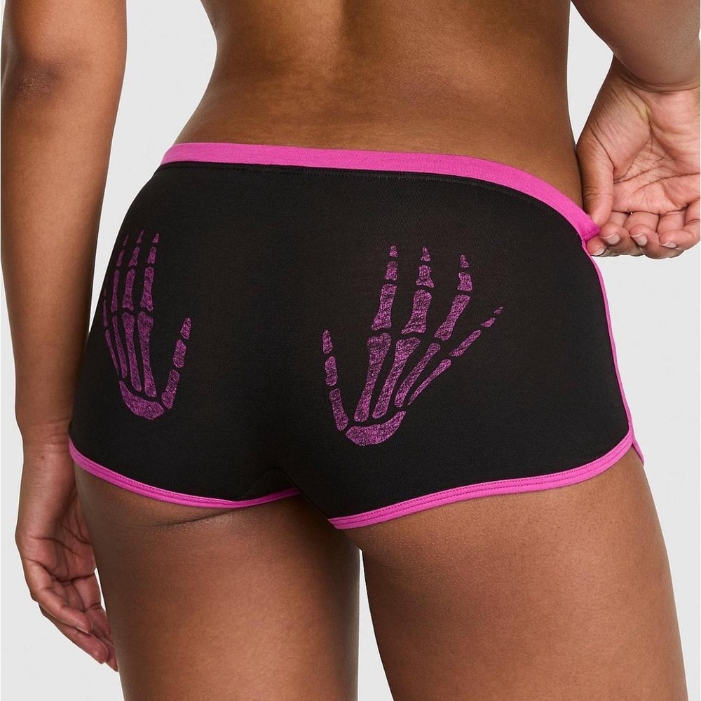 Large Victoria's Secret PINK Cotton dorm boyshorts Halloween 2026 pink Black